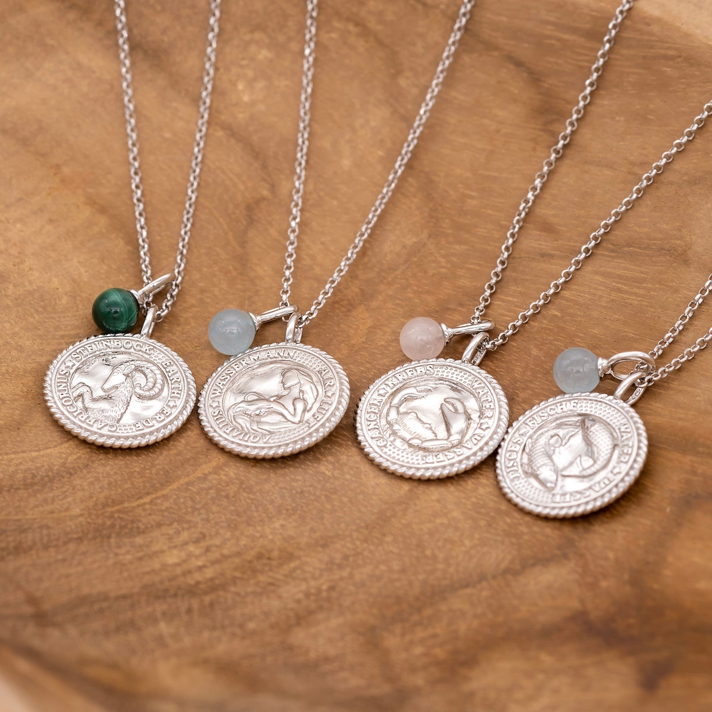 Halskette 925er Silber Löwe mit Kraftstein Rosenquarz und Zirkonia