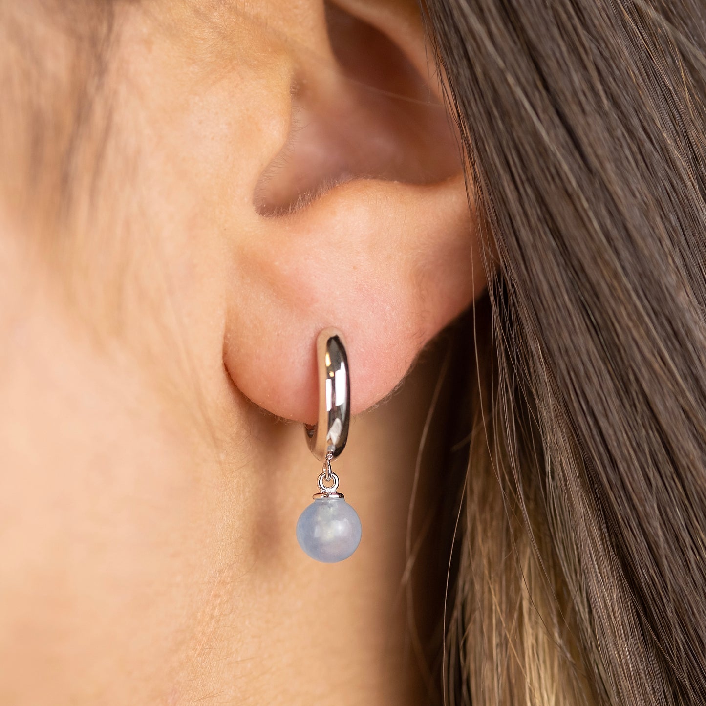 Creole 925er Silber mit Kraftstein Blauer Achat