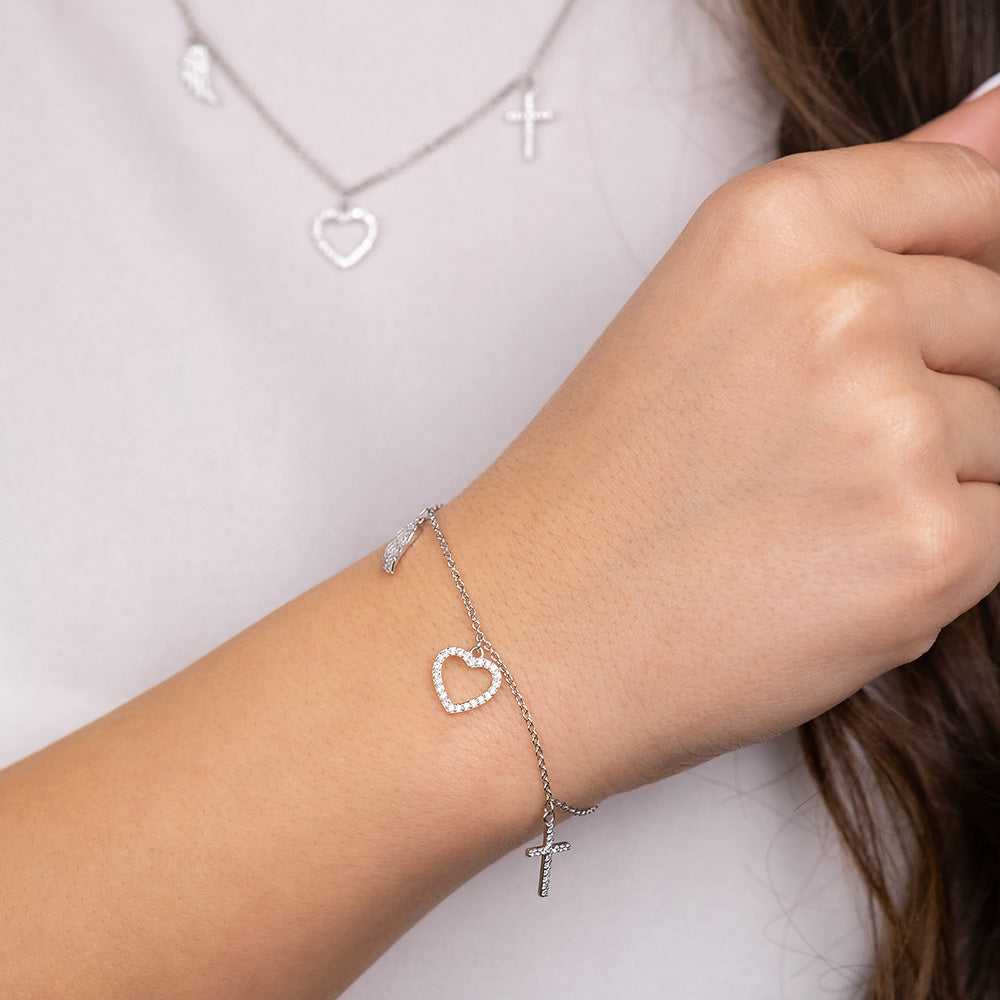 Armband 925er Silber Glaube Liebe Hoffnung mit Zirkonia