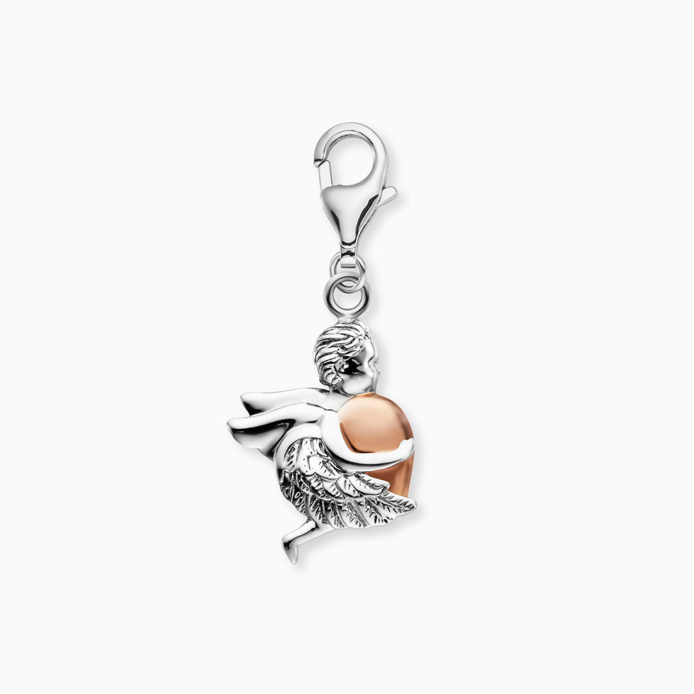 Charm 925er Silber Herzflügel Bicolor
