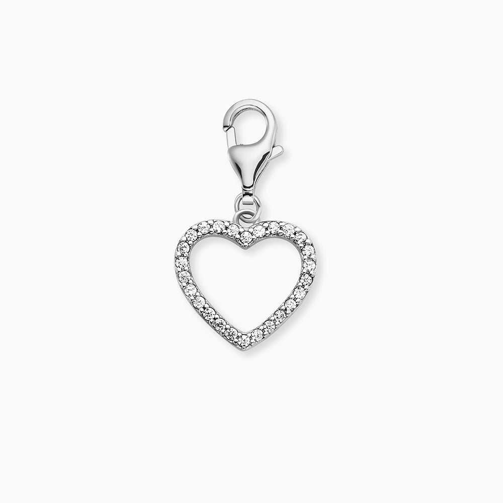 Charm 925er Silber Herz mit Zirkonia