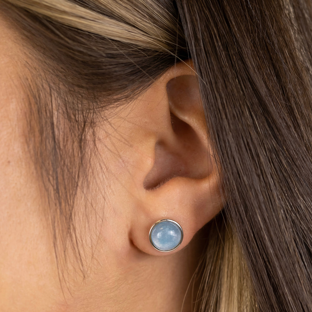 Ohrstecker 925er Silber mit Kraftstein Blauer Achat