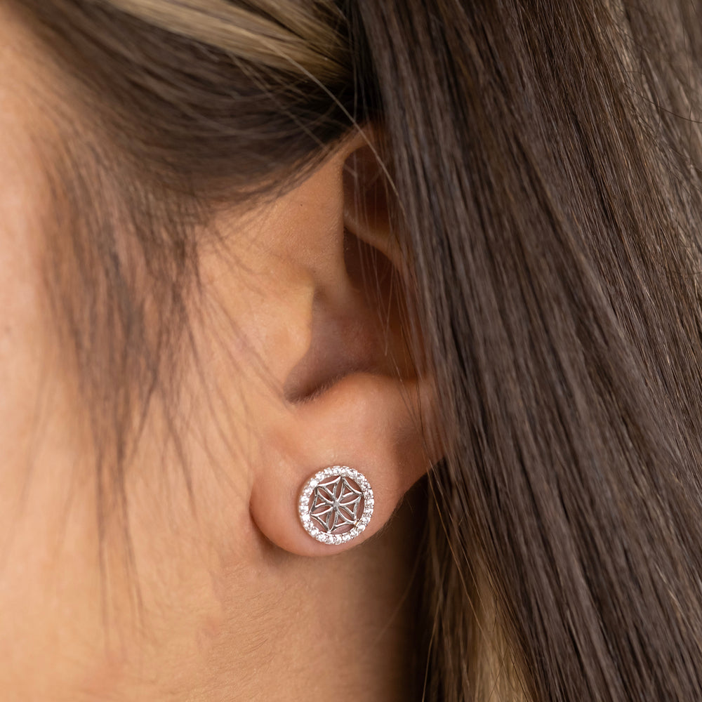 Ohrstecker 925er Silber Lebensblume mit Zirkonia