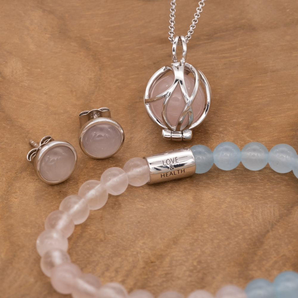 Ohrstecker 925er Silber mit Kraftstein Rosenquarz