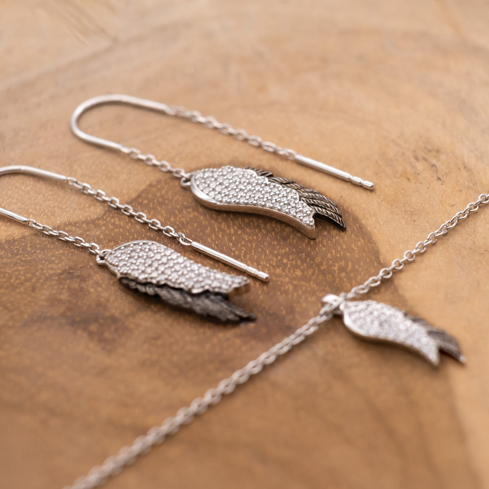 Ohrhänger 925er Silber Flügel mit Zirkonia