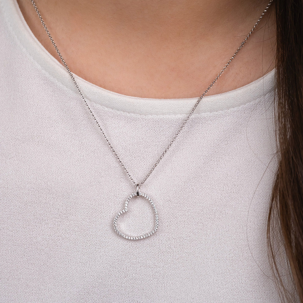 Halskette 925er Silber Herz mit Zirkonia