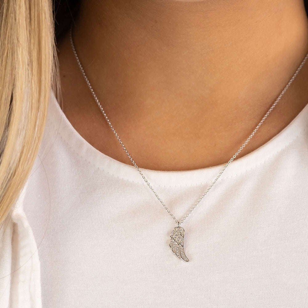 Halskette 925er Silber Flügel mit Zirkonia