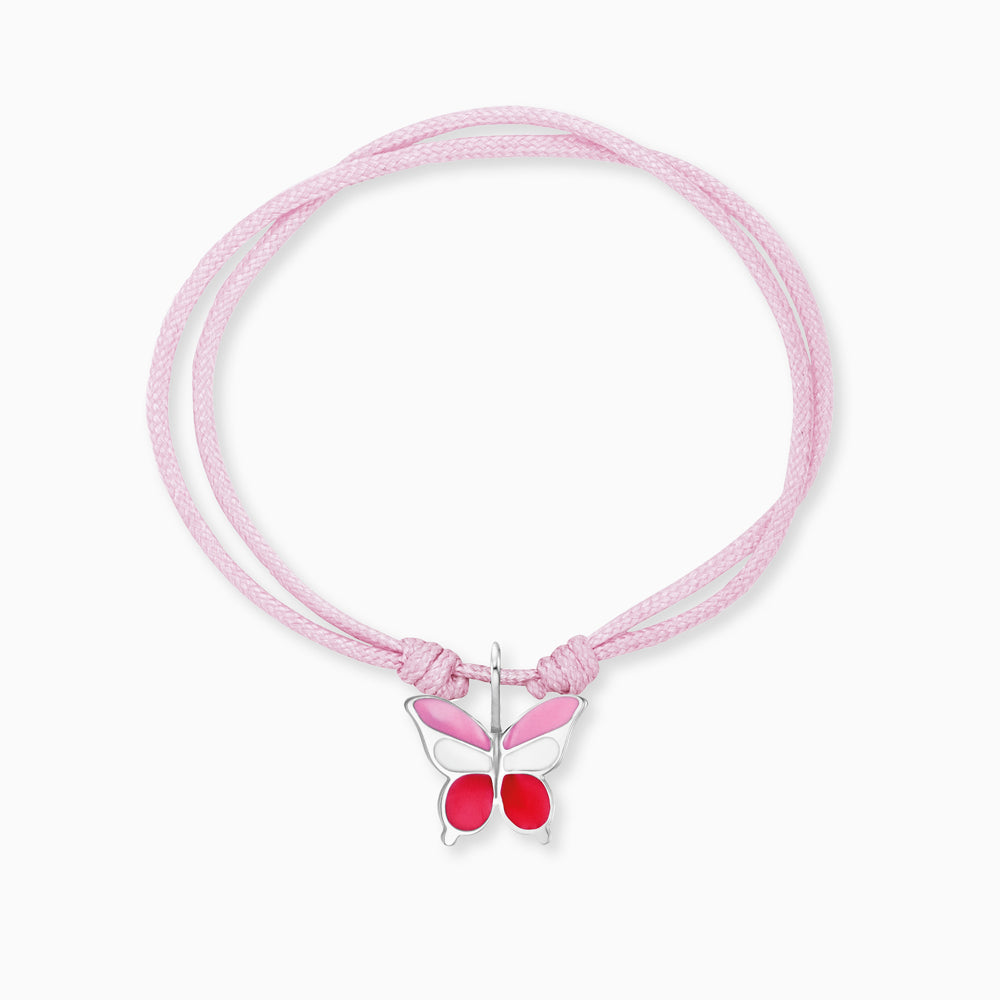Kinder Armband Schmetterling Edelstahl mit Emaille und Nylon