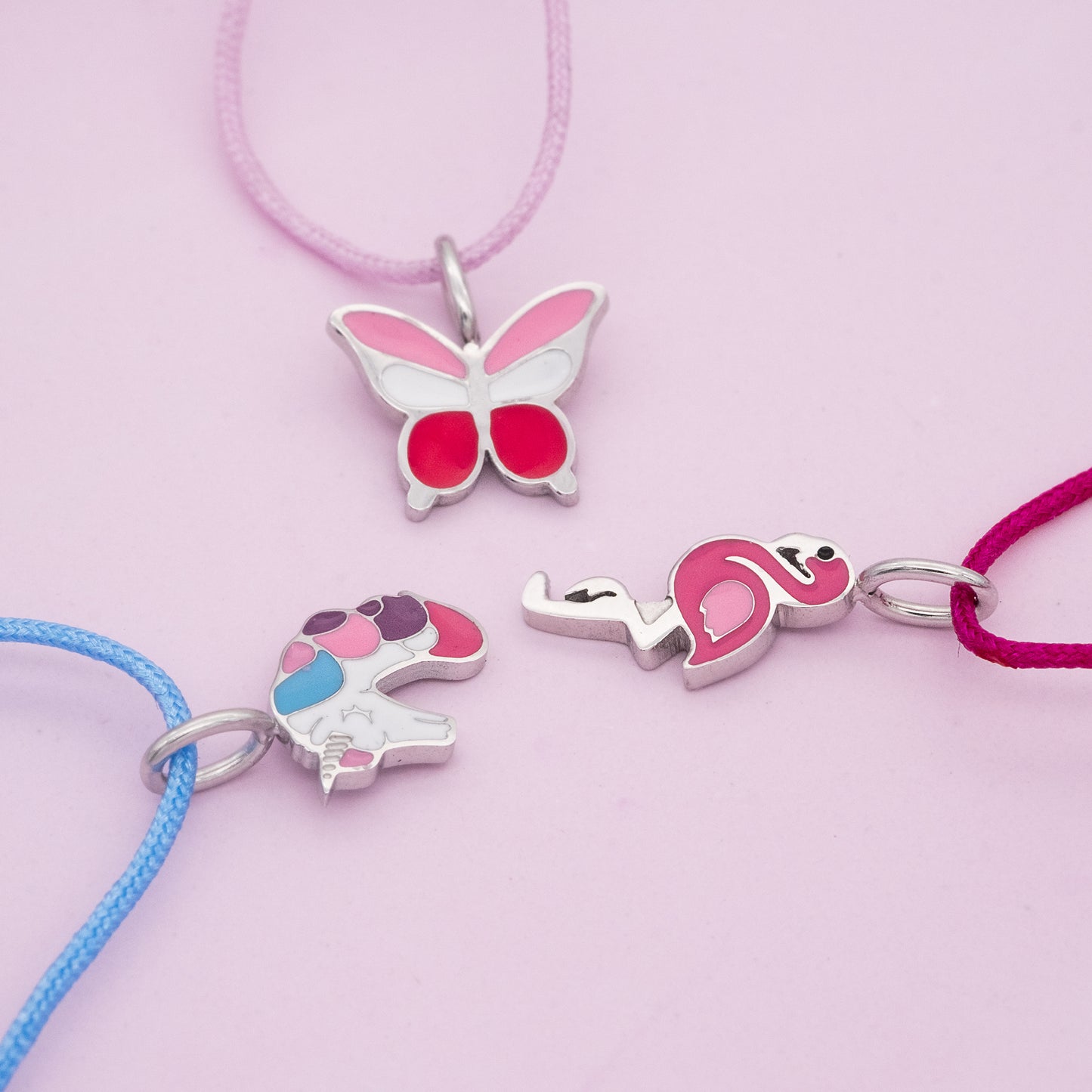 Kinder Armband Schmetterling Edelstahl mit Emaille und Nylon