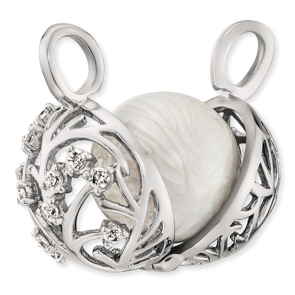 Anhänger 925er Silber Bloom Klangkugel Weiß mit Zirkonia Multicolor
