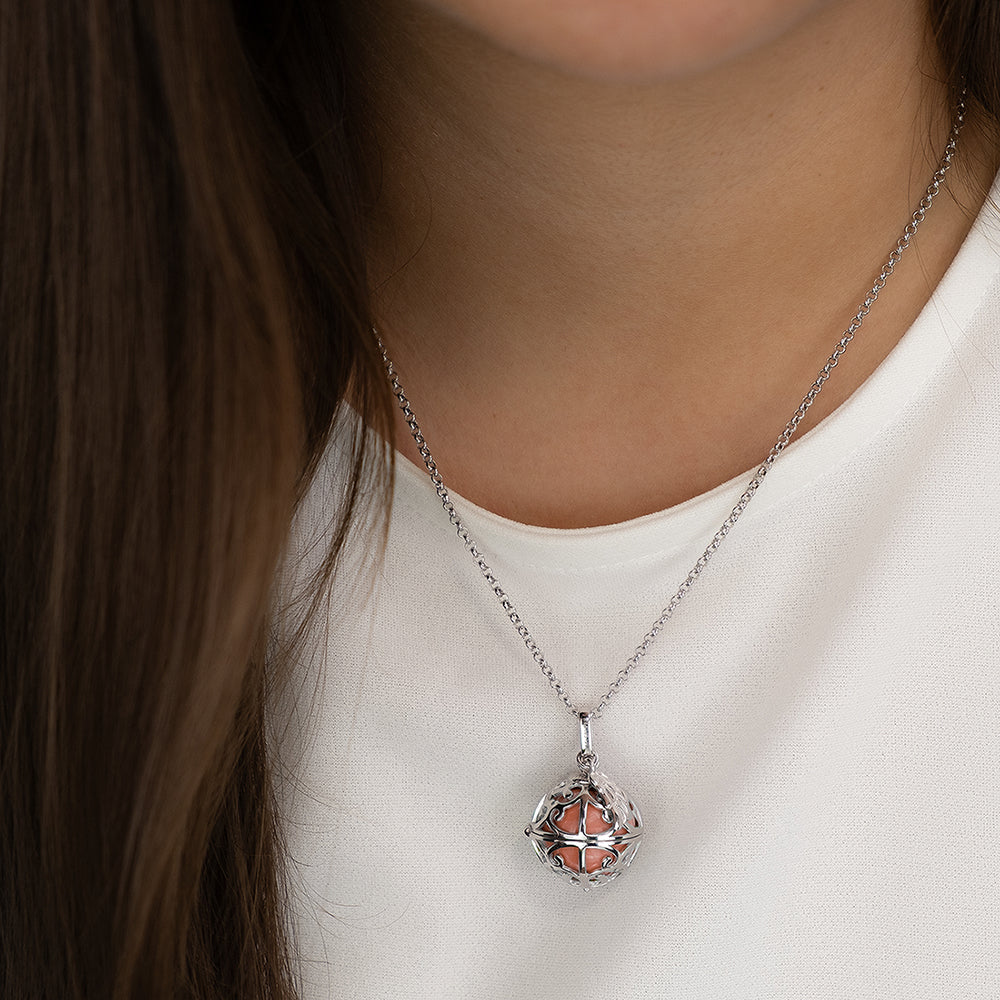 Anhänger 925er Silber Engelsrufer Flügel mit Klangkugel Rosé