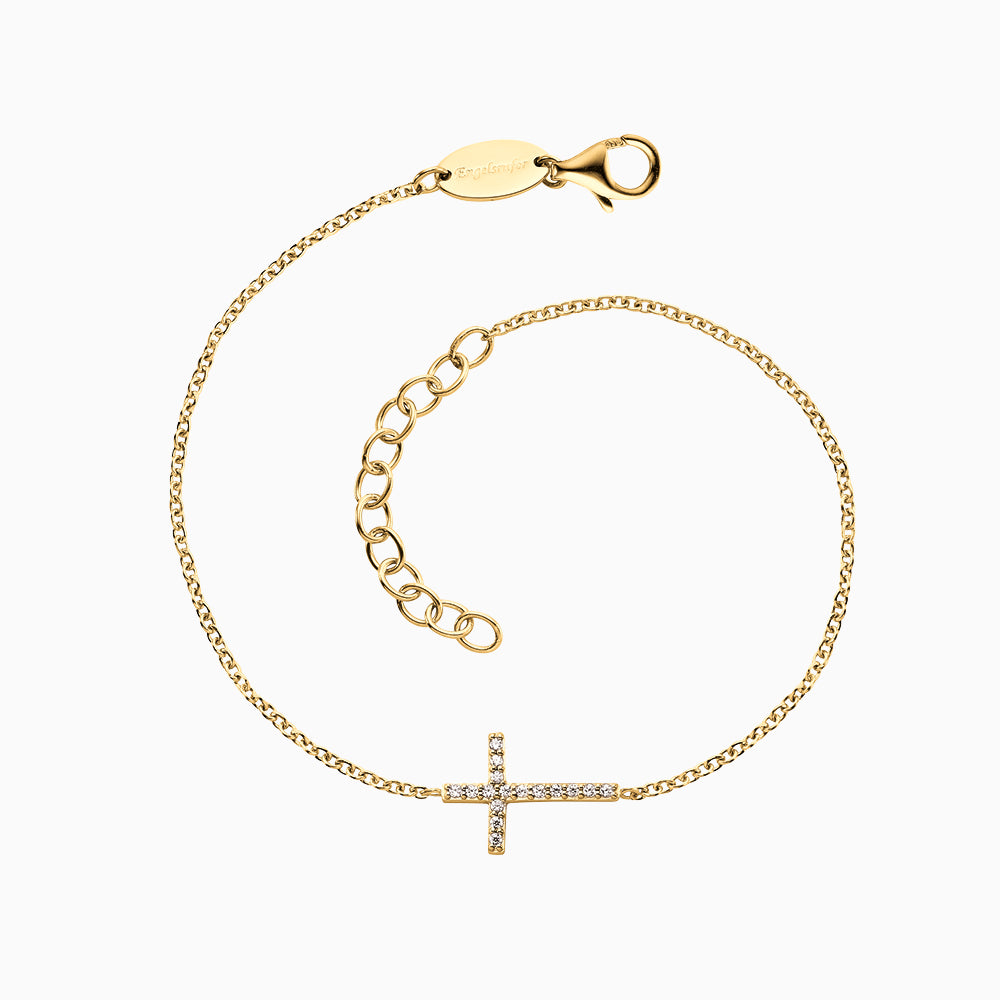Armband 925er Silber Kreuz Gold mit Zirkonia