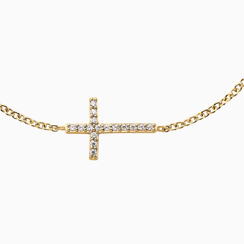 Armband 925er Silber Kreuz Gold mit Zirkonia