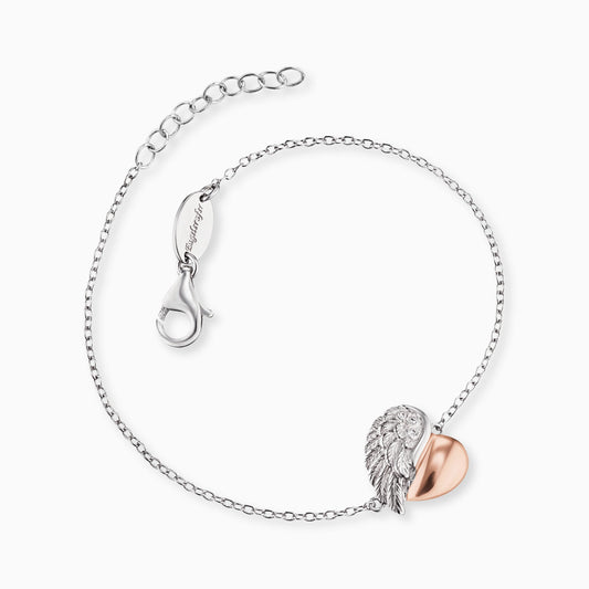 Armband 925er Silber Herzflügel Bicolor mit Zirkonia