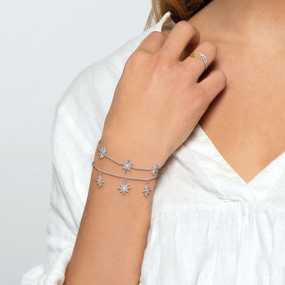 Armband 925er Silber Stern Bicolor Gold mit Zirkonia