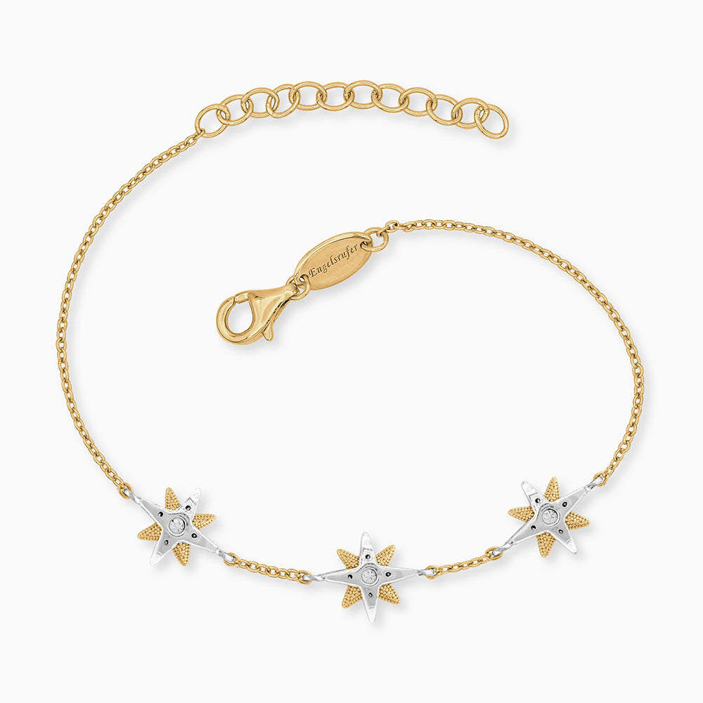 Armband 925er Silber Stern Bicolor Gold mit Zirkonia