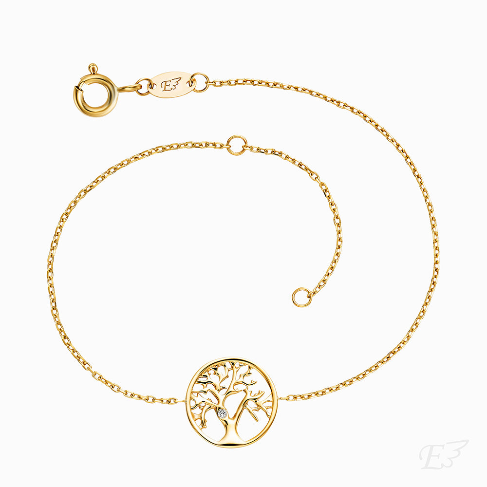 Armband 375er Echtgold Lebensbaum mit Diamant
