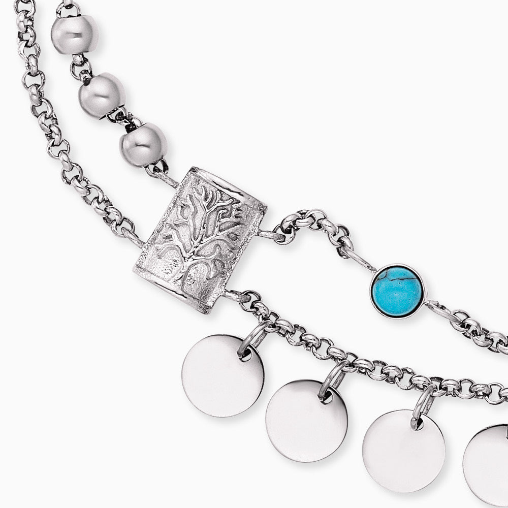 Duo 2 in 1: Armband Edelstahl BOHO Lebensbaum