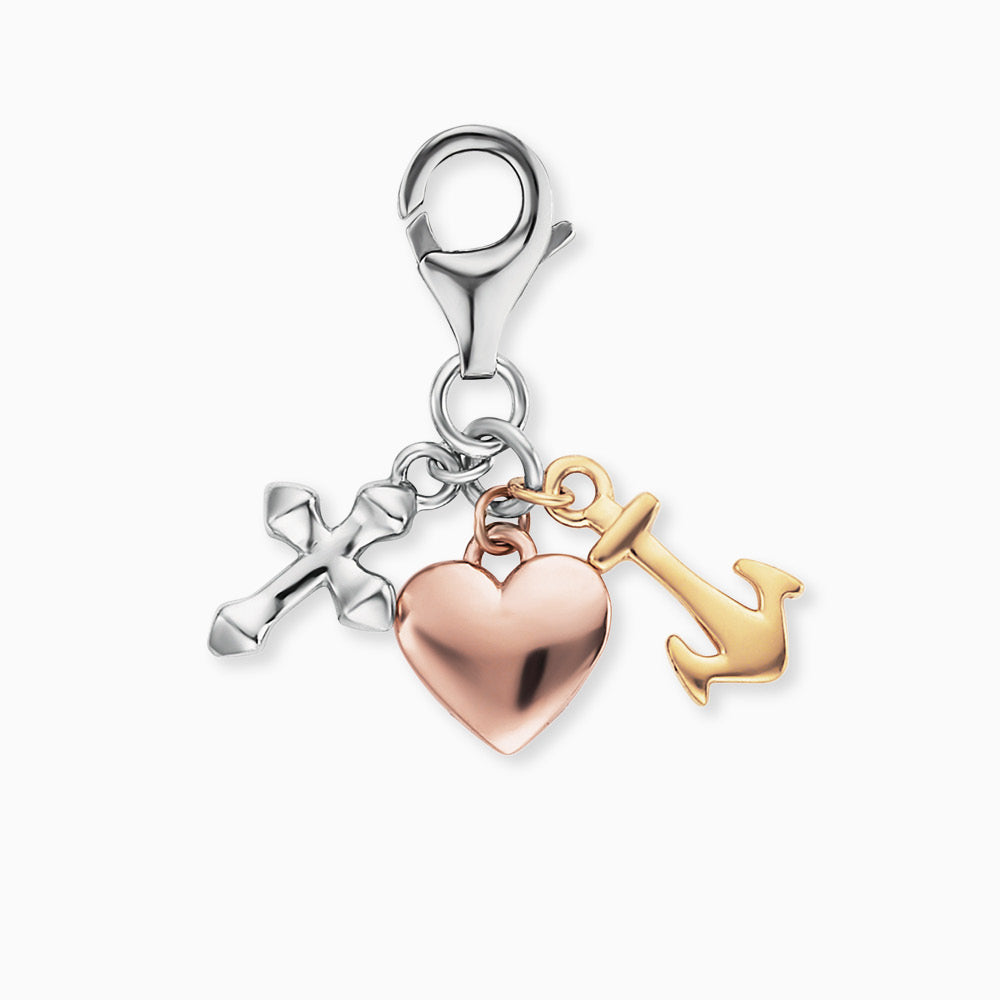 Charm 925er Silber Glaube Liebe Hoffnung Tricolor