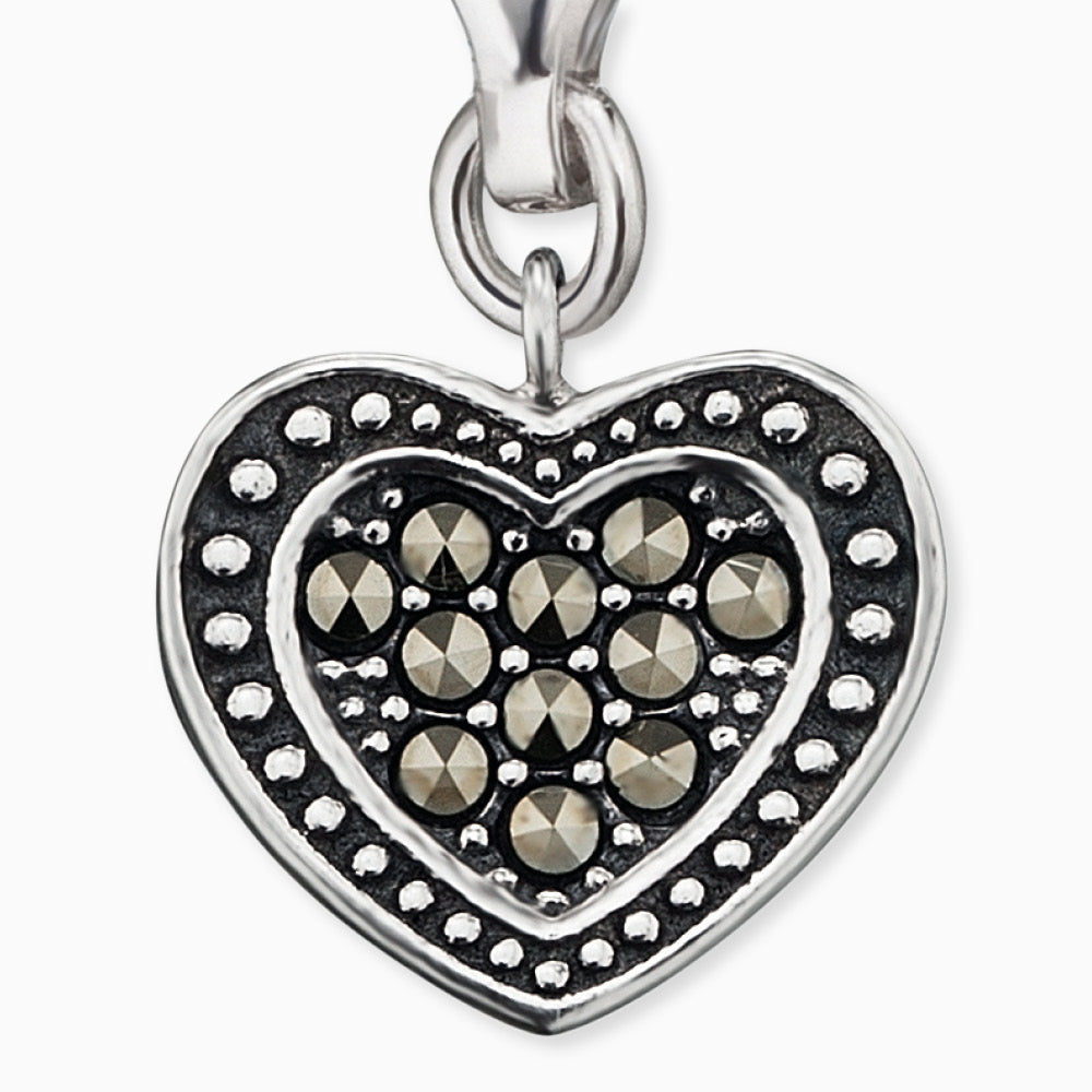 Charm 925er Silber Herz mit Markasit