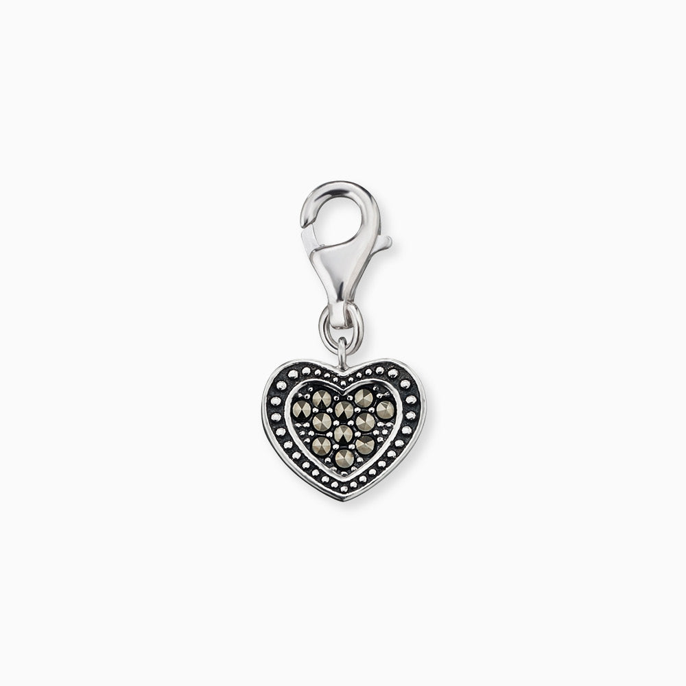 Charm 925er Silber Herz mit Markasit