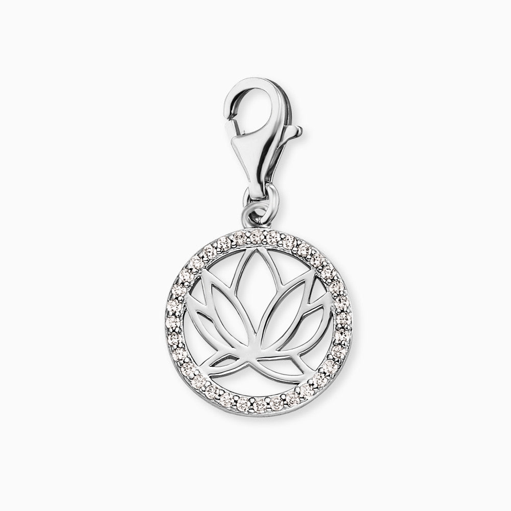 Charm 925er Silber Lotus mit Zirkonia