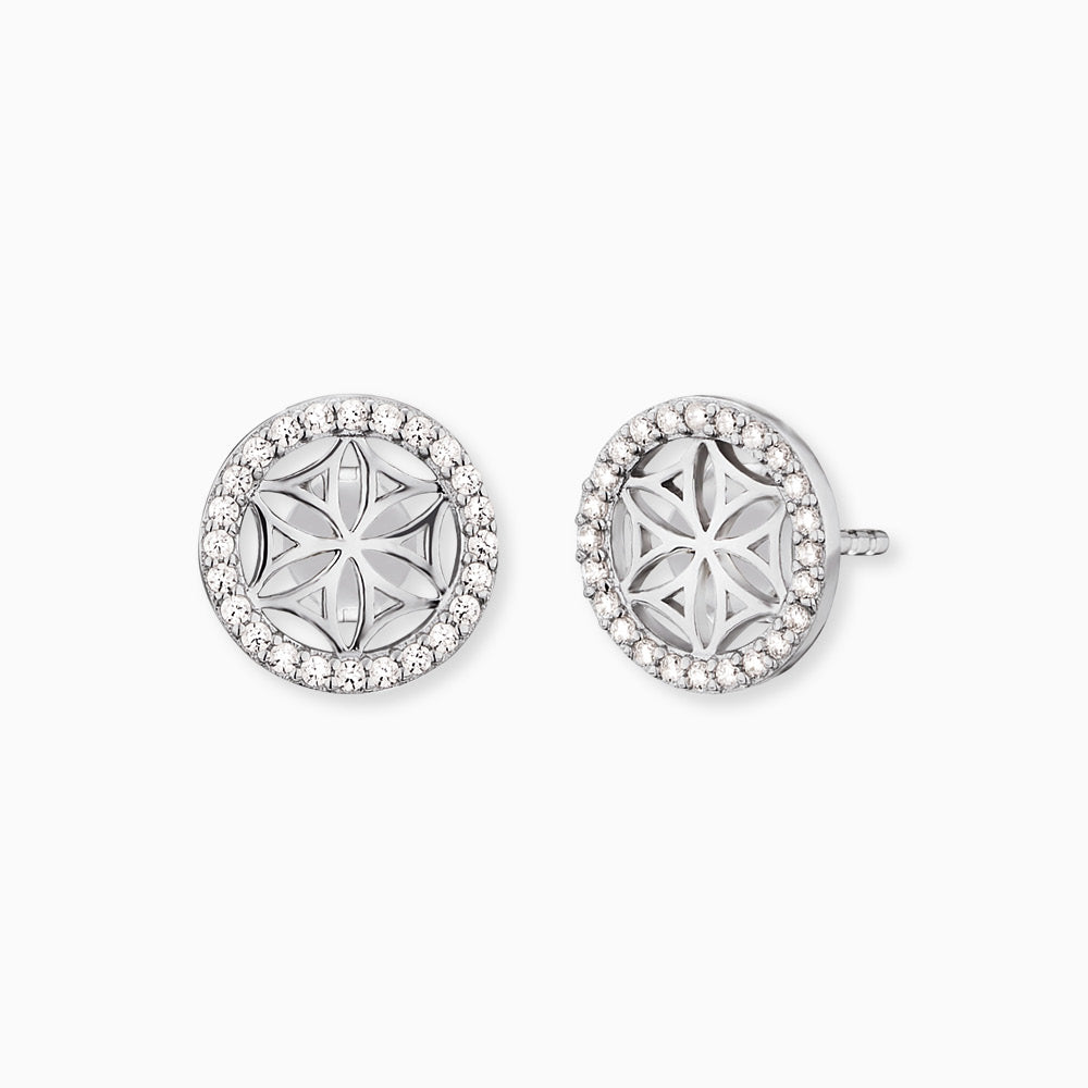 Ohrstecker 925er Silber Lebensblume mit Zirkonia