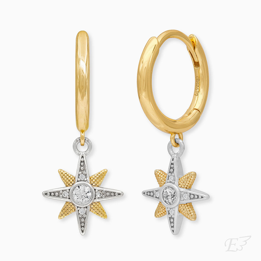 Creole 925er Silber Stern Bicolor Gold mit Zirkonia