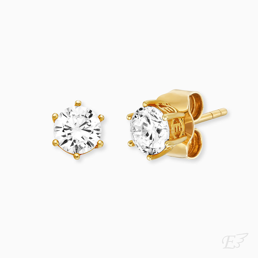 Ohrstecker 925er Silber Shiny Gold mit Zirkonia 5mm