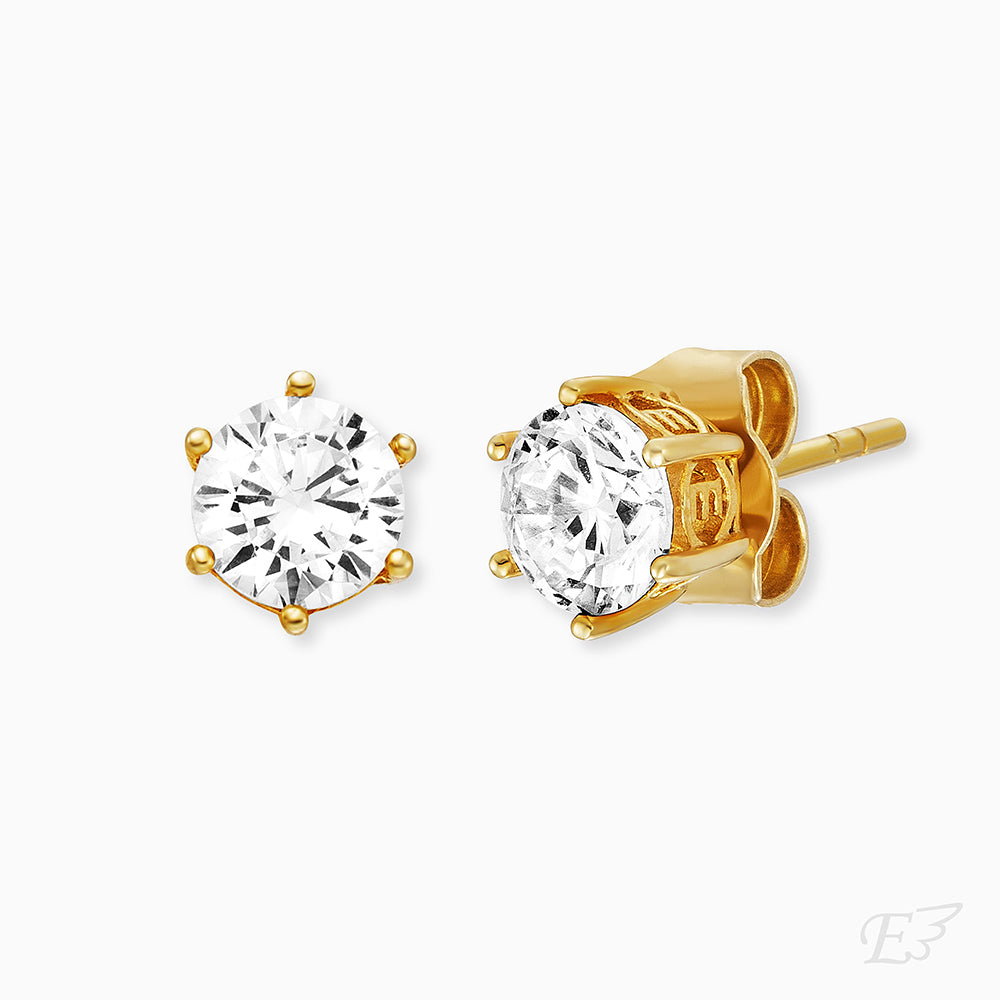 Ohrstecker 925er Silber Shiny Gold mit Zirkonia 4mm
