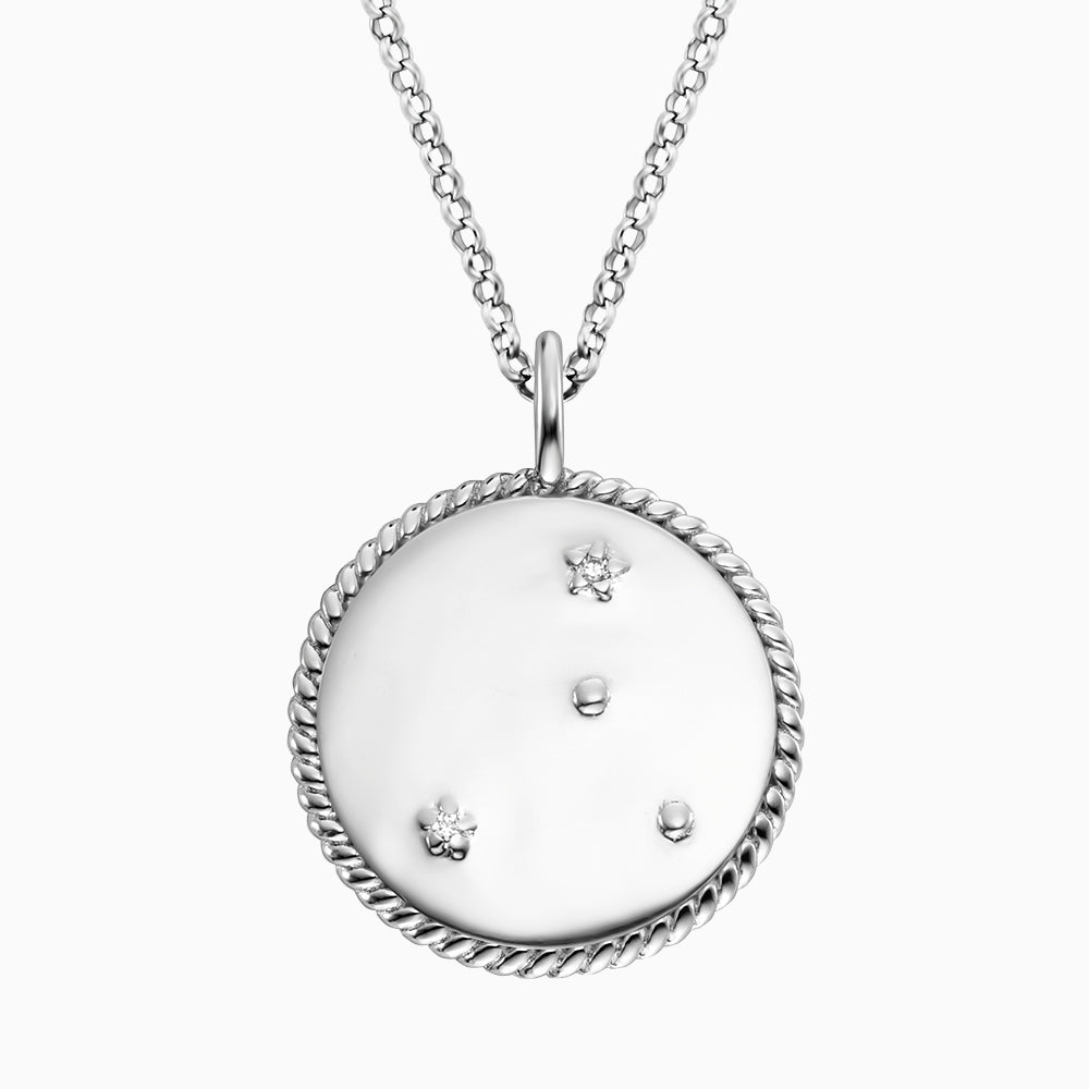 Halskette 925er Silber Krebs mit Kraftstein Rosenquarz und Zirkonia