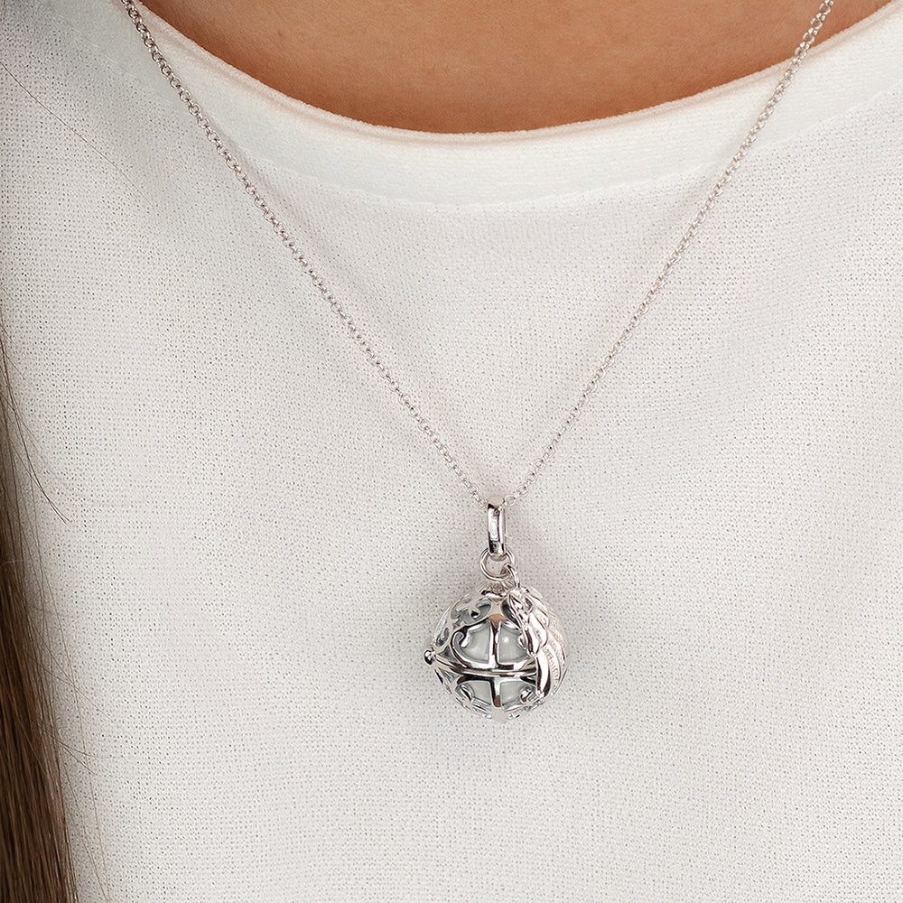 Halskette 925er Silber Engelsrufer mit Klangkugel Weiß Größe XS