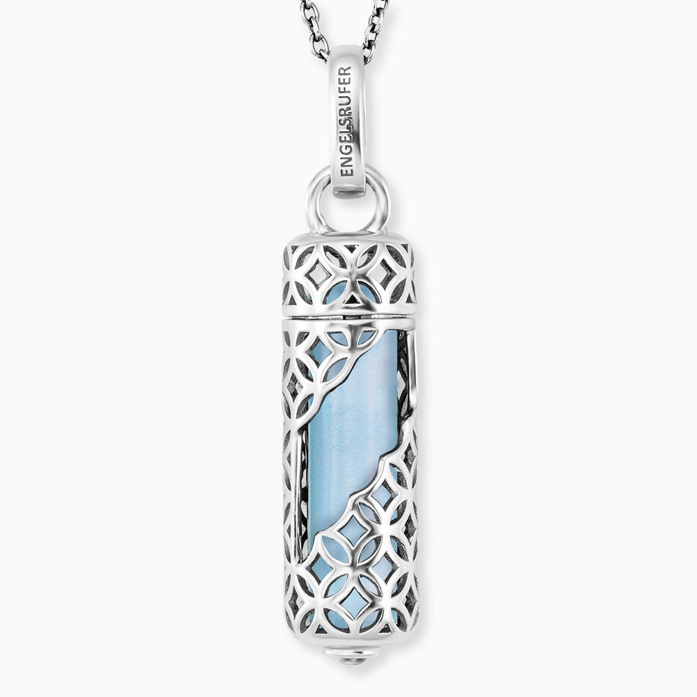 Halskette 925er Silber Powerful Stone mit Kraftstein Blauer Achat Größe M