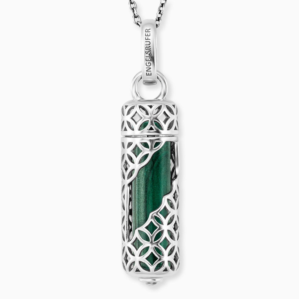 Halskette 925er Silber Powerful Stone mit Kraftstein Malachit Größe M