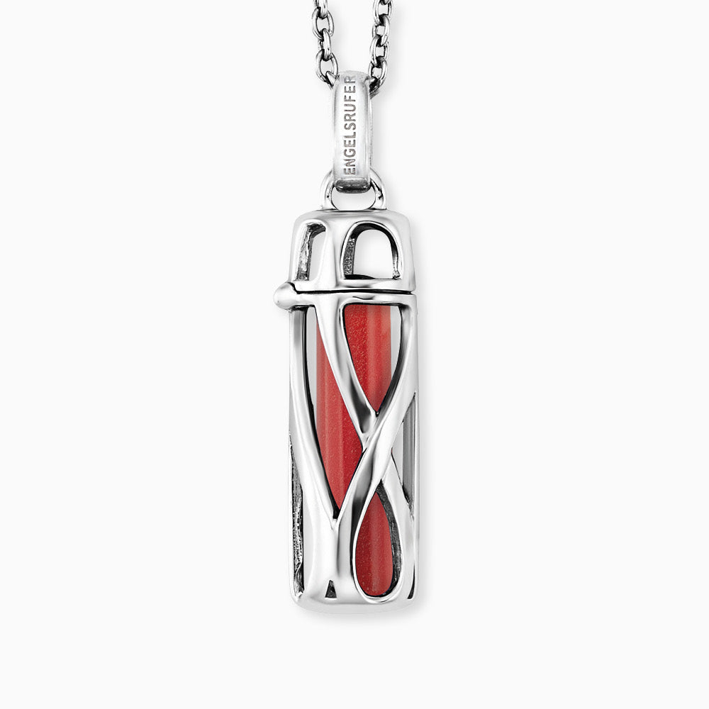 Halskette 925er Silber Powerful Stone mit Kraftstein Roter Jaspis Größe S