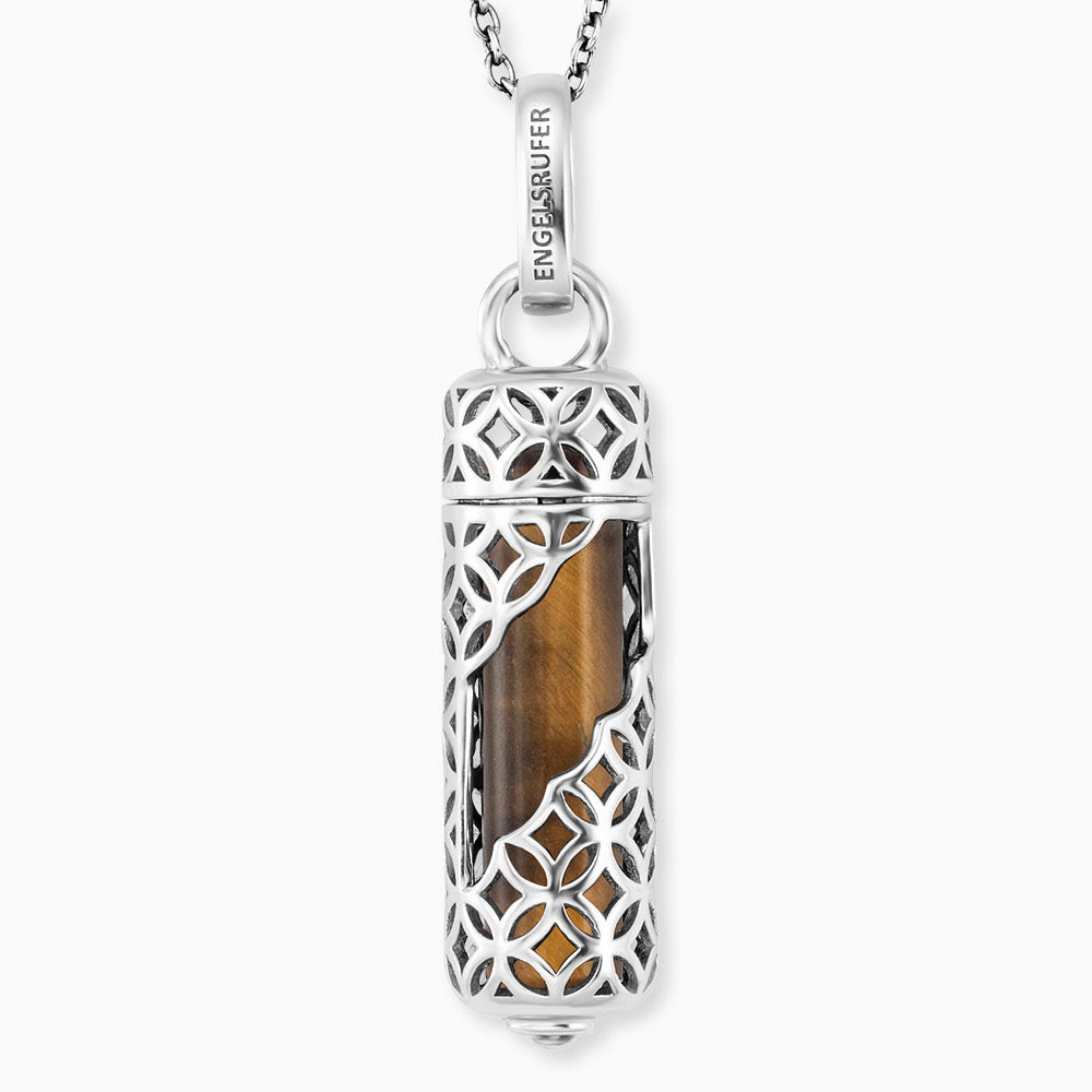 Halskette 925er Silber Powerful Stone mit Kraftstein Tigerauge Größe M