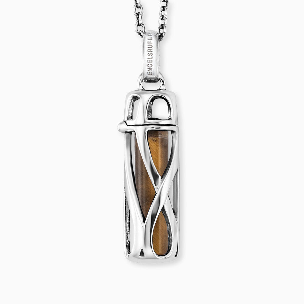 Halskette 925er Silber Powerful Stone mit Kraftstein Tigerauge Größe S