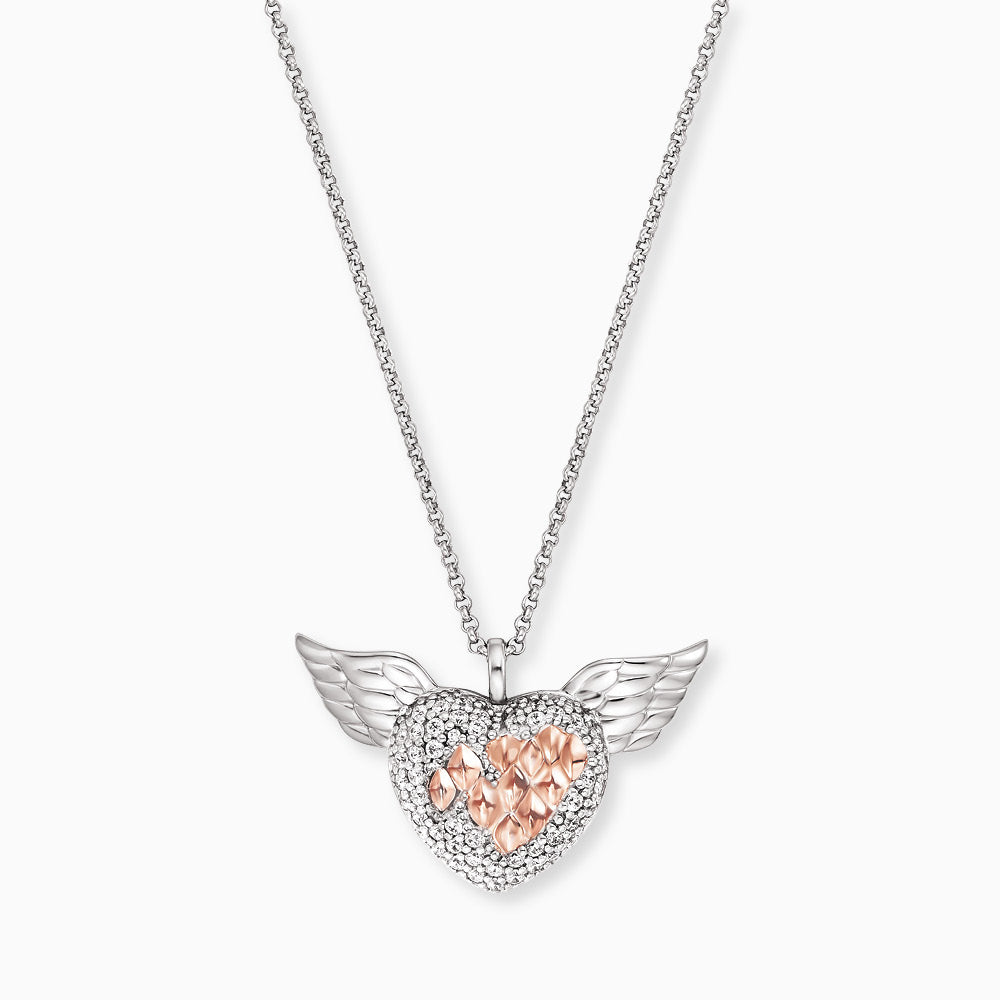 Halskette 925er Silber Heartangel Bicolor mit Zirkonia