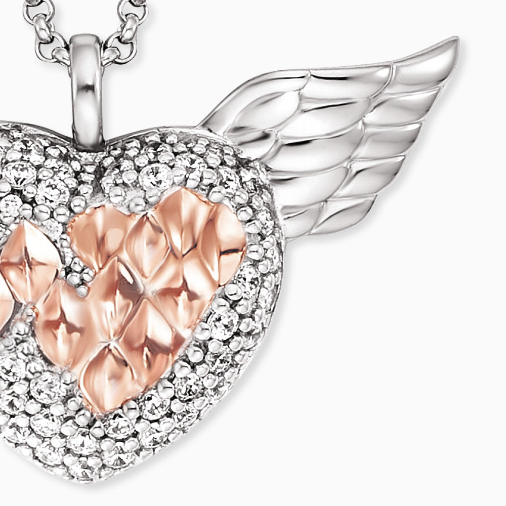 Halskette 925er Silber Heartangel Bicolor mit Zirkonia