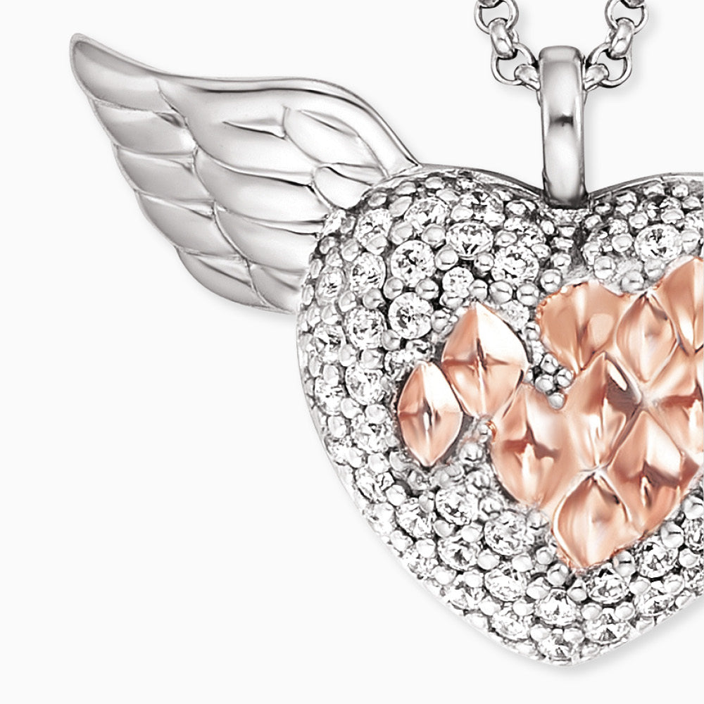 Halskette 925er Silber Heartangel Bicolor mit Zirkonia