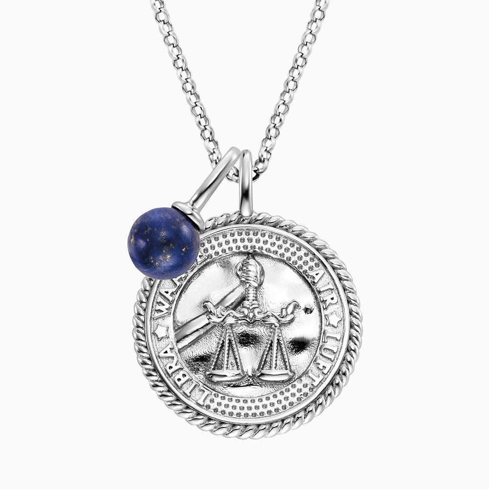 Halskette 925er Silber Waage mit Kraftstein Lapislazuli und Zirkonia
