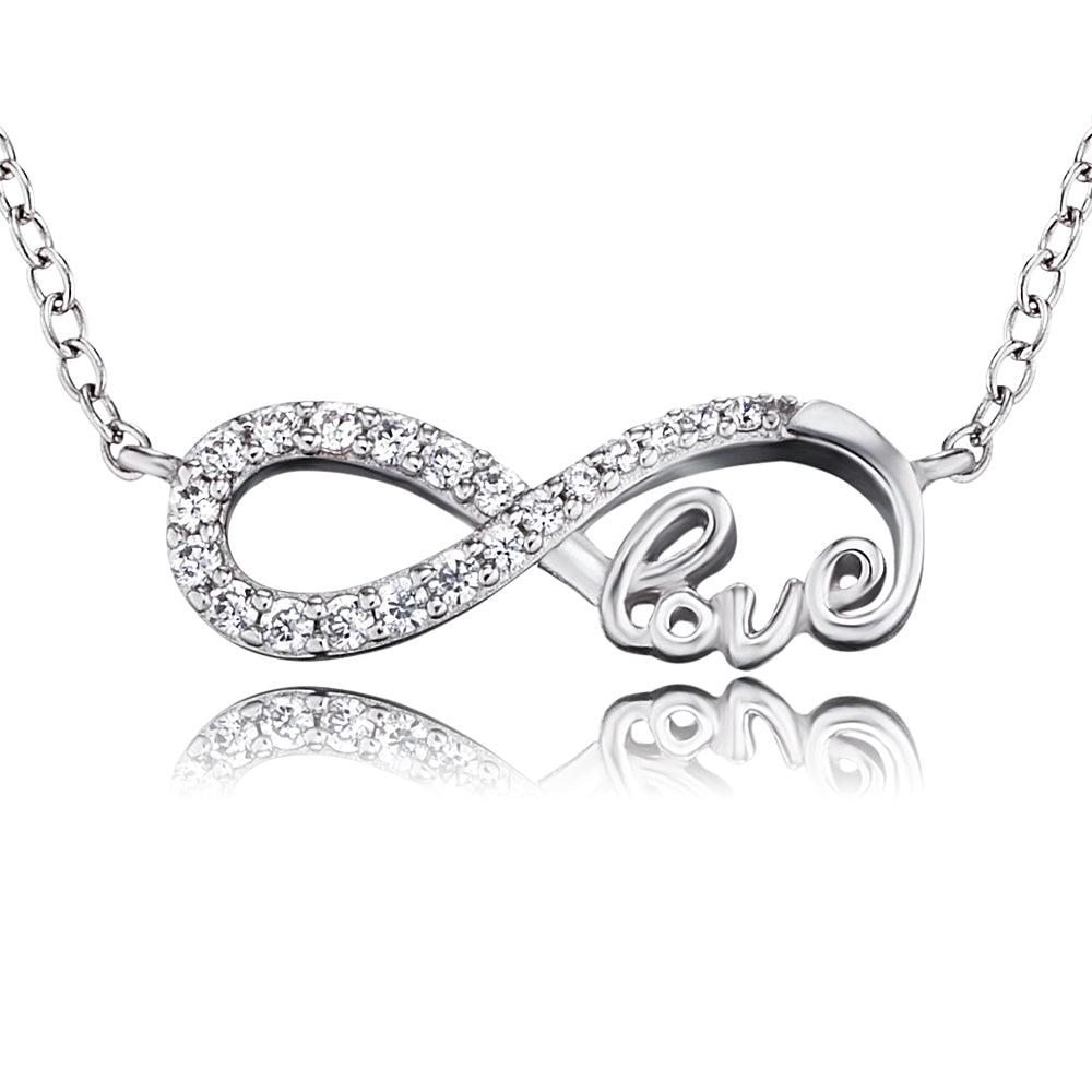 Halskette 925er Silber Infinity Love mit Zirkonia