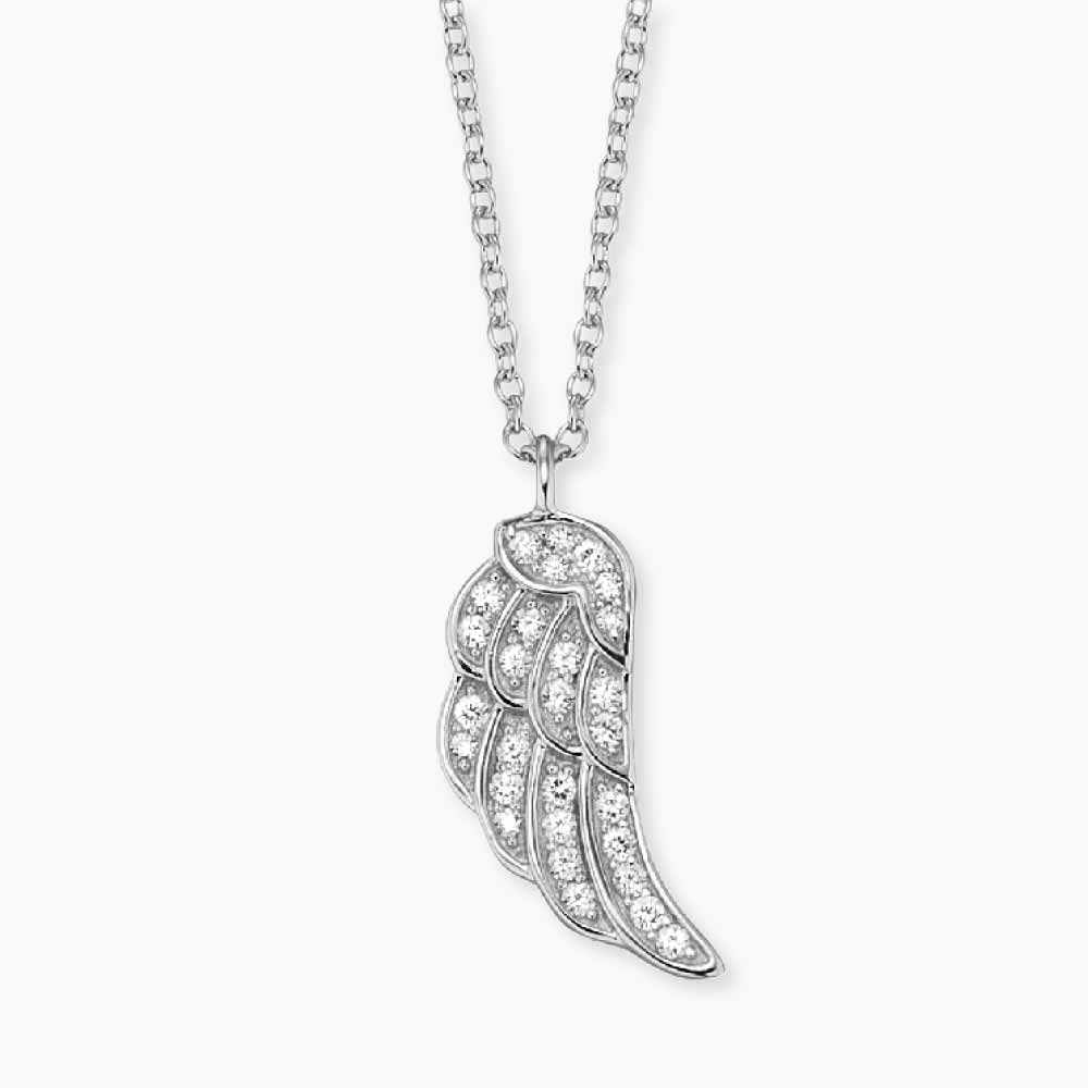 Halskette 925er Silber Flügel mit Zirkonia
