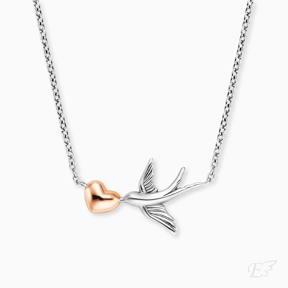 Halskette 925er Silber Love Bird Bicolor