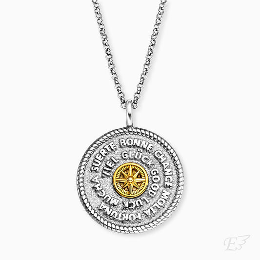 Halskette 925er Silber Talisman Bicolor