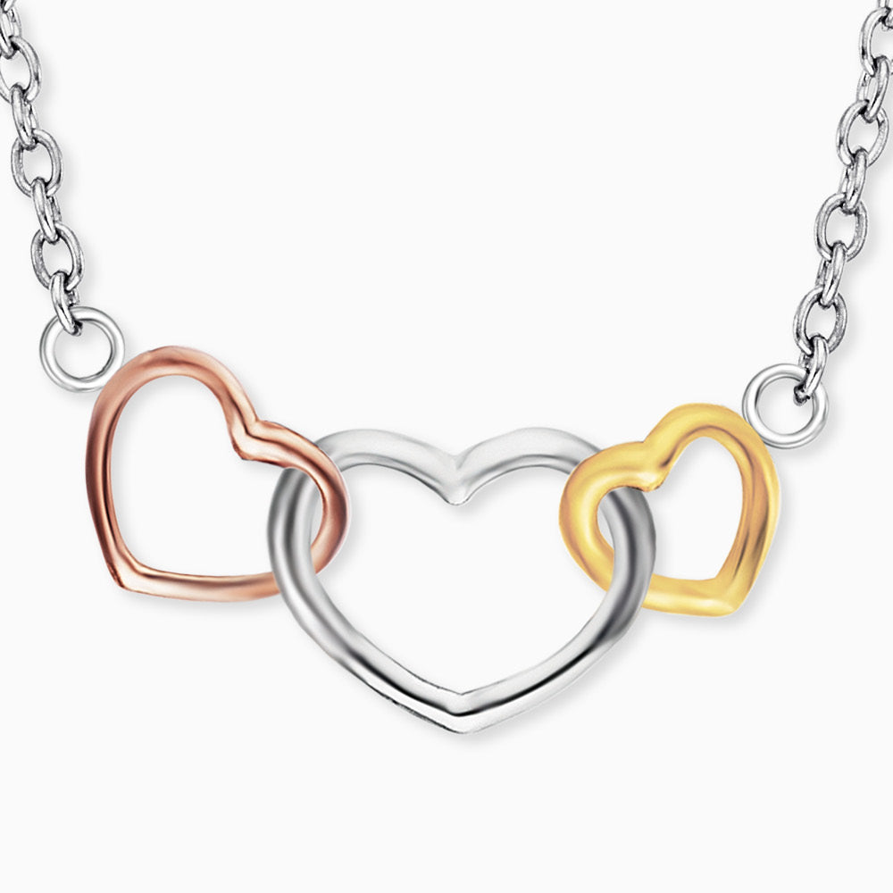 Halskette 925er Silber Herzen Tricolor