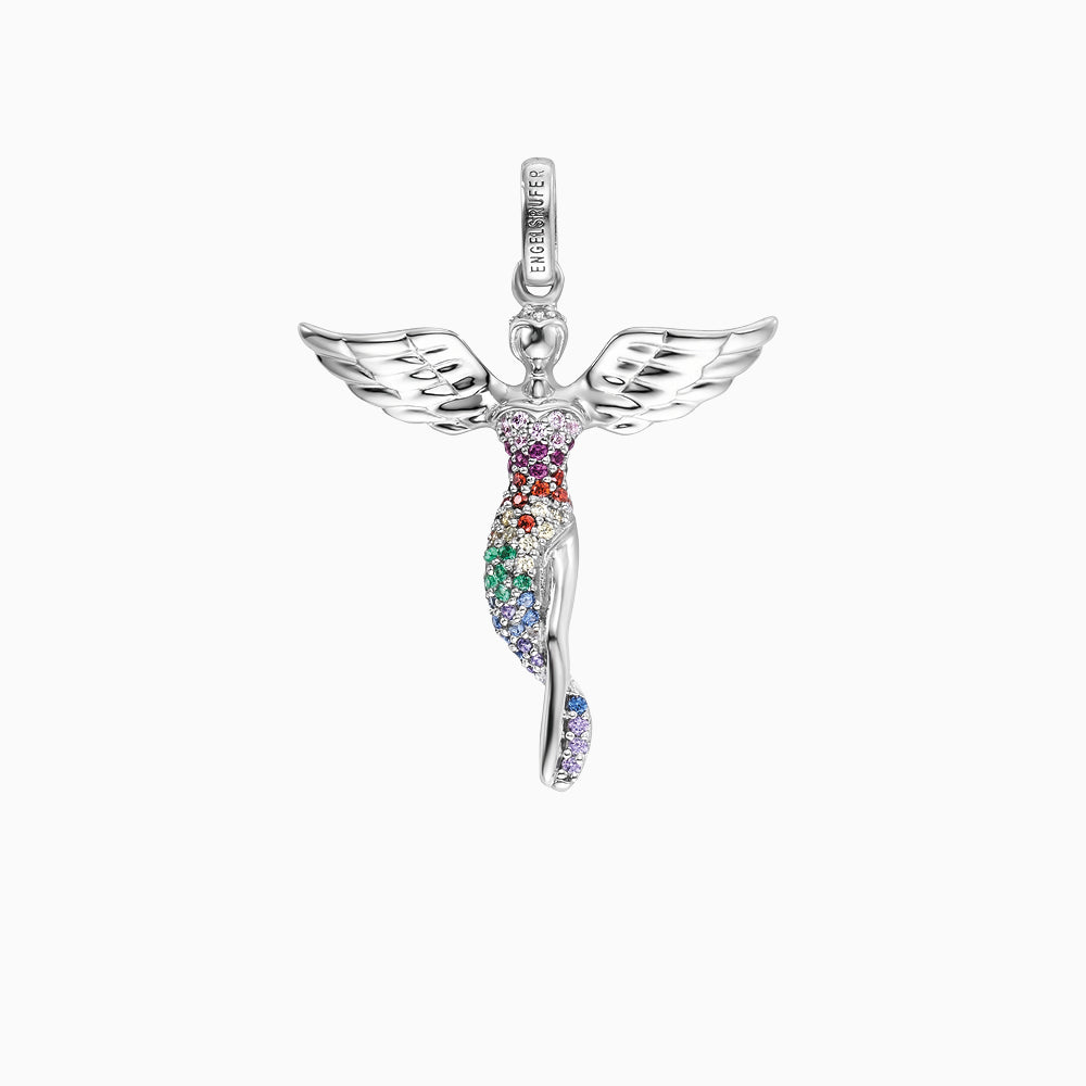 Anhänger 925er Silber Schutzengel mit Zirkonia Multicolor