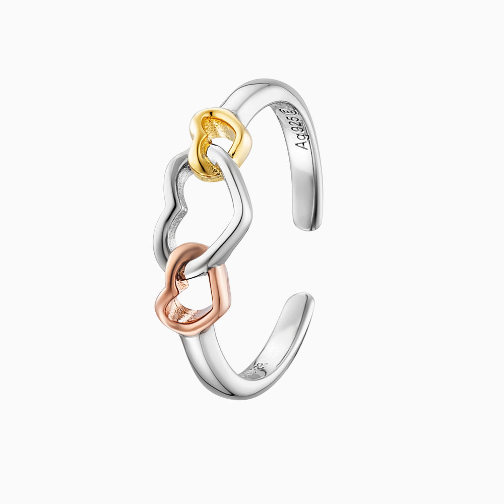Ring 925er Silber With Love Tricolor