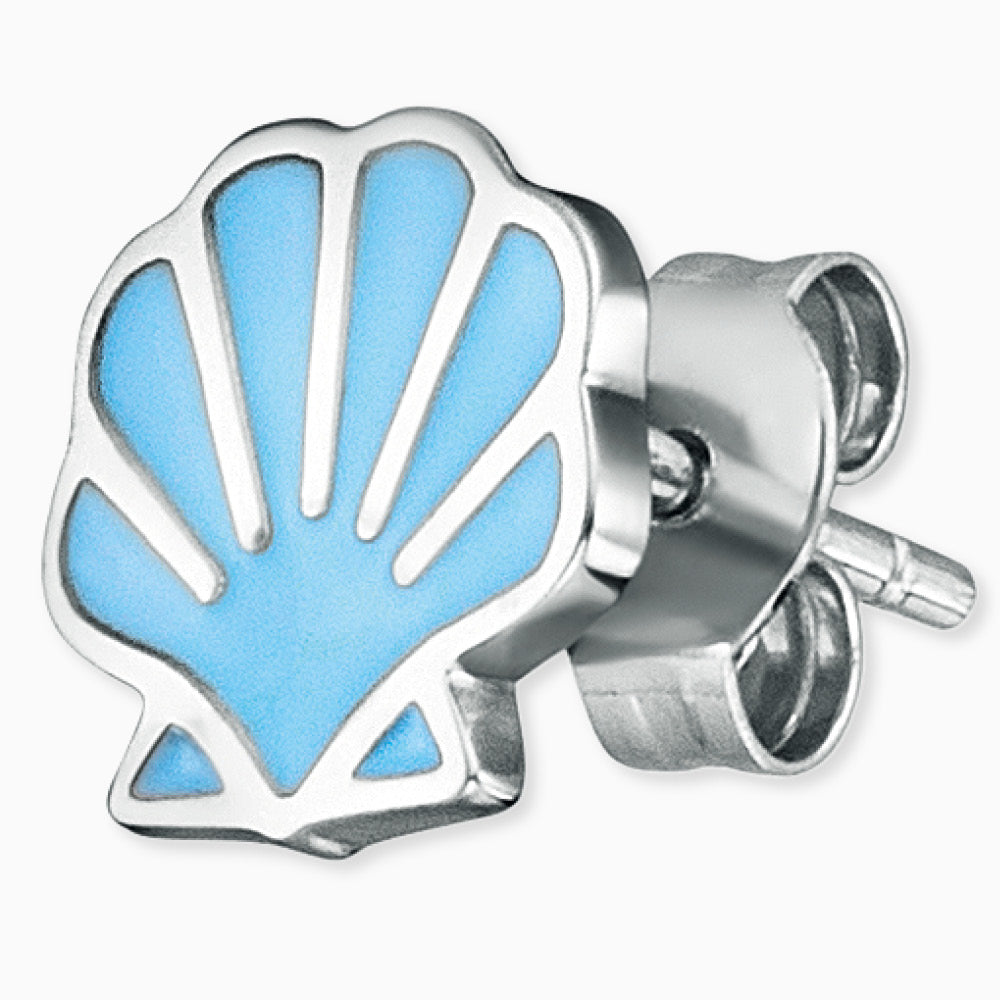Kinderohrstecker 925er Silber mit kleiner blauer Muschel