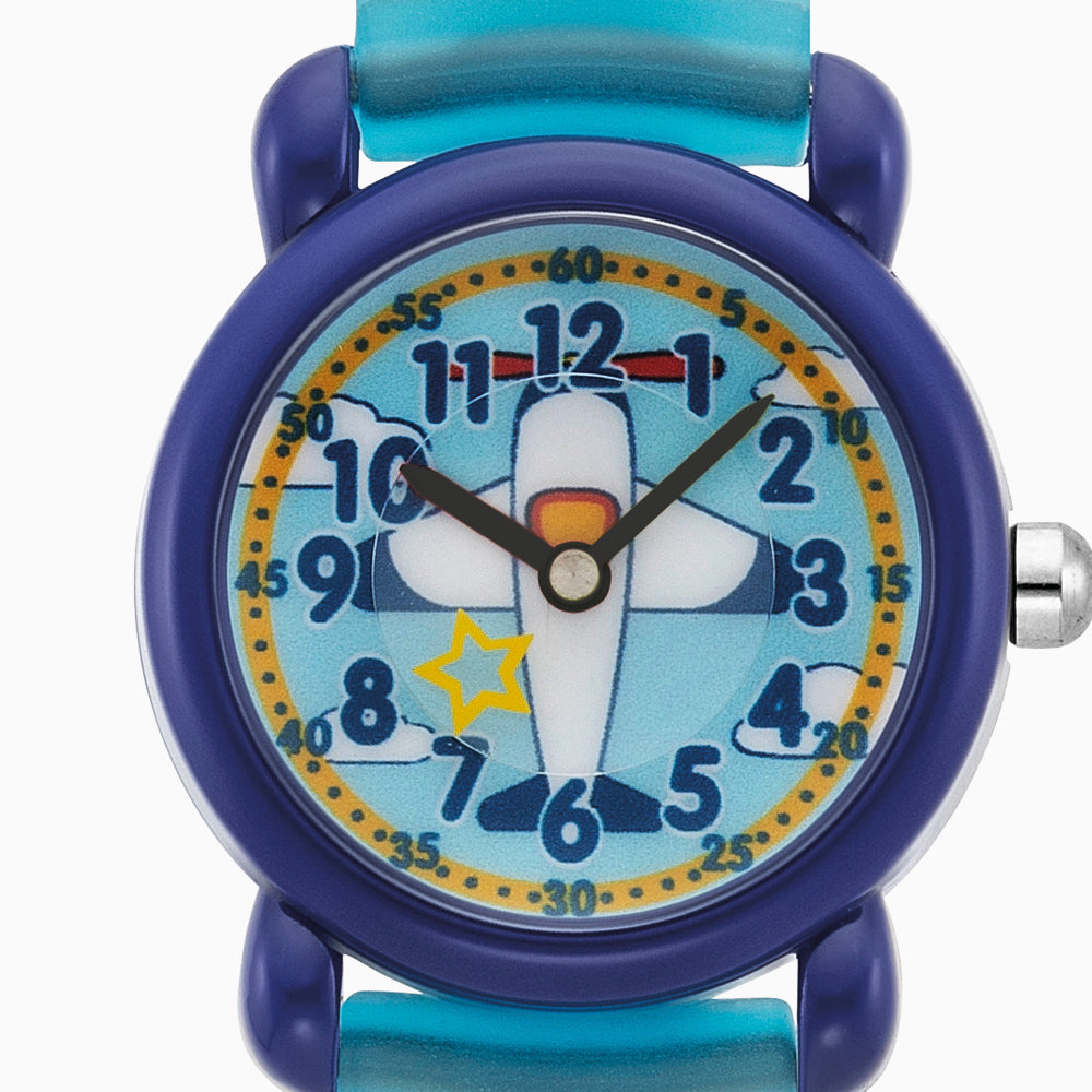 Engelsrufer Kinder Uhr Flugzeug Multicolor für Jungen inkl. Stiftemäppchen